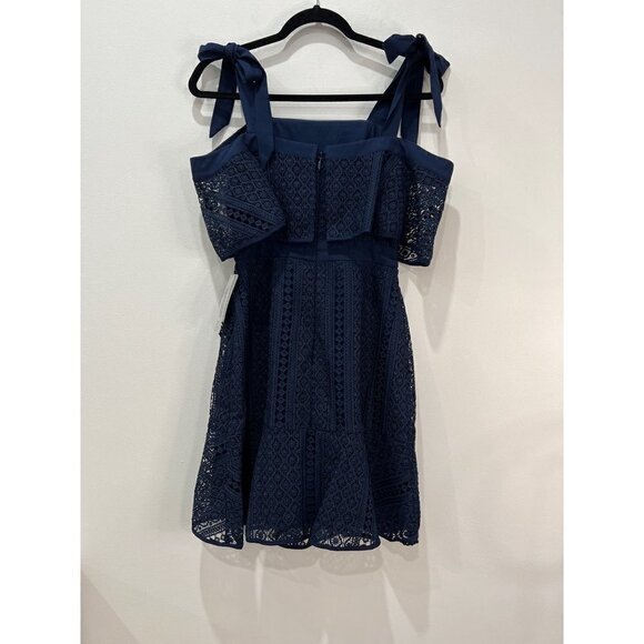 NWT Chelsea28 Size XS Tie Strap Lace Mix Dress Navy Sapphire MSRP $159 - Picture 8 of 14